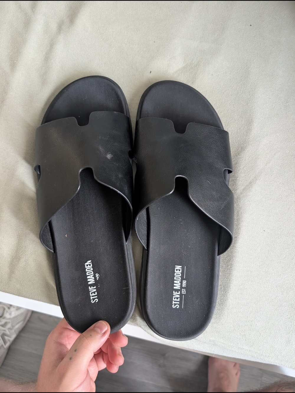 Steve Madden Black Crossover Slide Sandals